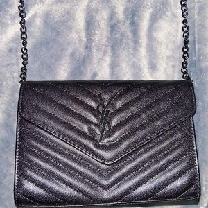 Yves Saint Laurent Shimmering Black Crossbody Bag